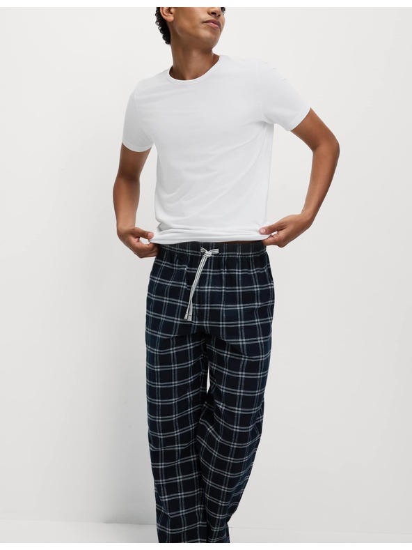 Marks & Spencer Kockované pyžamové nohavice zo 100% bavlny Marks & Spencer námorná modrá