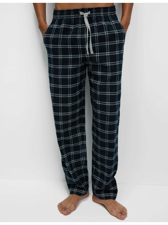 Marks & Spencer Kockované pyžamové nohavice zo 100% bavlny Marks & Spencer námorná modrá