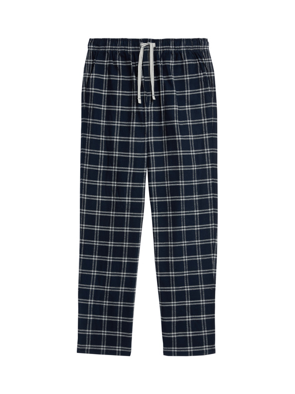 Marks & Spencer Kockované pyžamové nohavice zo 100% bavlny Marks & Spencer námorná modrá