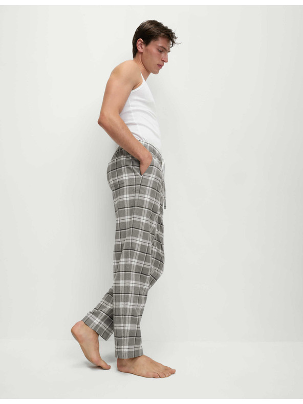 Marks & Spencer Kockované domáce nohavice z čistej bavlny Marks & Spencer sivá