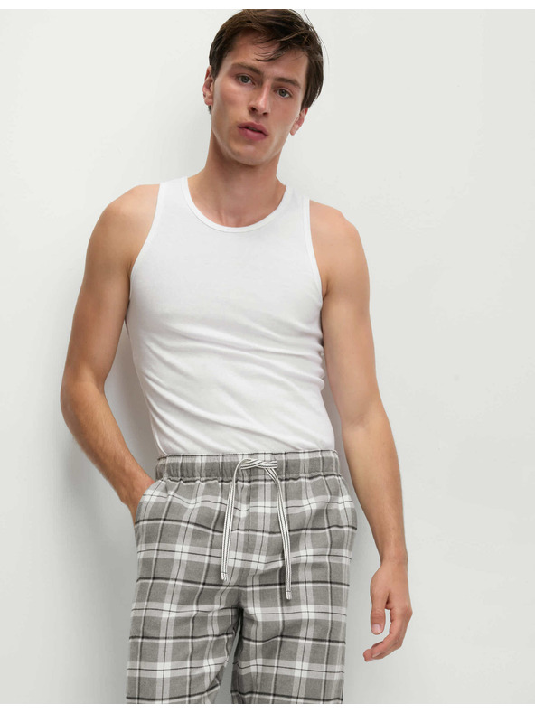 Marks & Spencer Kockované domáce nohavice z čistej bavlny Marks & Spencer sivá