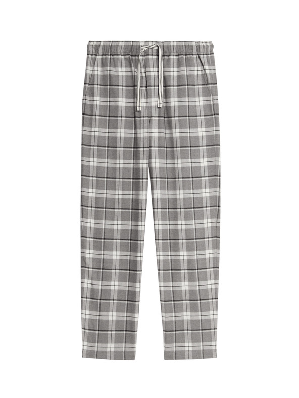 Marks & Spencer Kockované domáce nohavice z čistej bavlny Marks & Spencer sivá