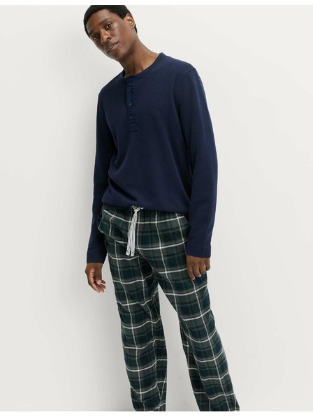 Marks & Spencer Kockované domáce nohavice z čistej bavlny Marks & Spencer zelená