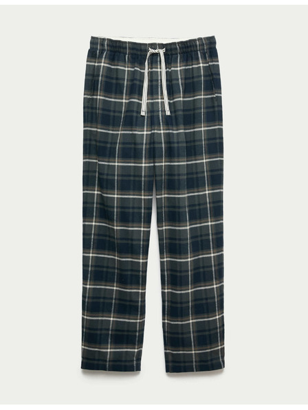 Marks & Spencer Kockované domáce nohavice z čistej bavlny Marks & Spencer zelená
