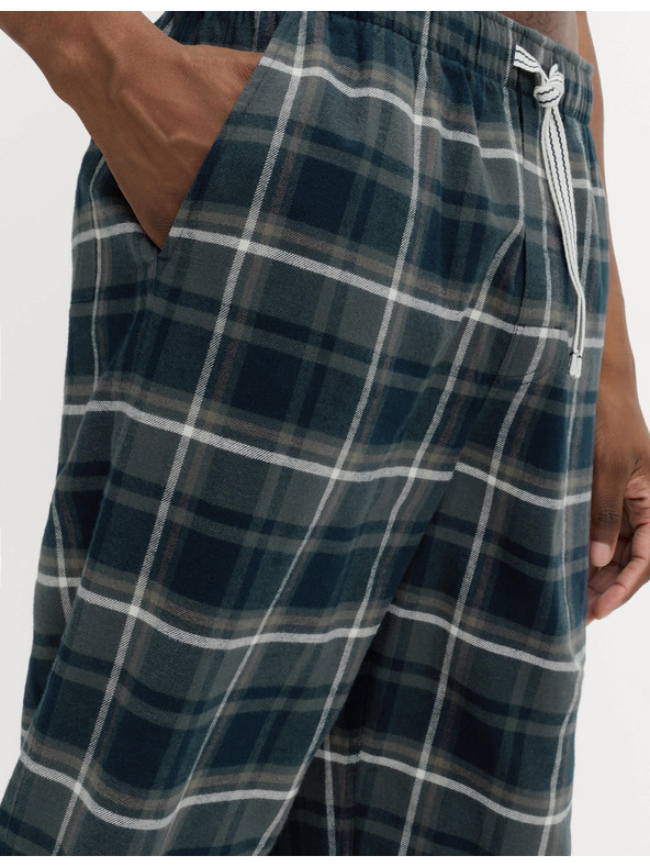 Marks & Spencer Kockované domáce nohavice z čistej bavlny Marks & Spencer zelená