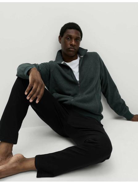 Marks & Spencer Flísový top na doma so zipom a golierom Marks & Spencer zelená