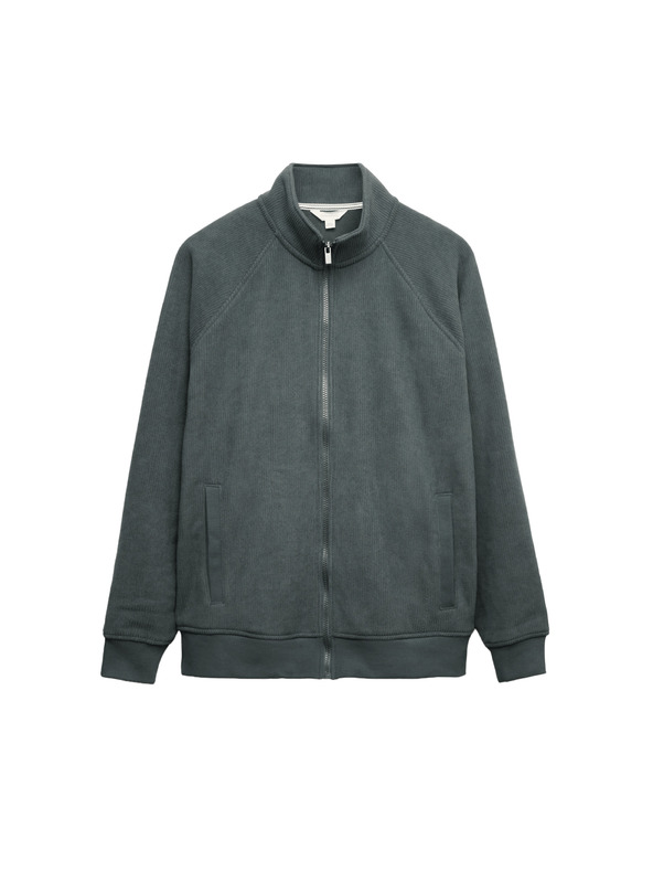 Marks & Spencer Flísový top na doma so zipom a golierom Marks & Spencer zelená