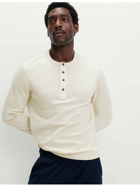 Marks & Spencer Bavlnený top Henley Loungewear Marks & Spencer smotanová