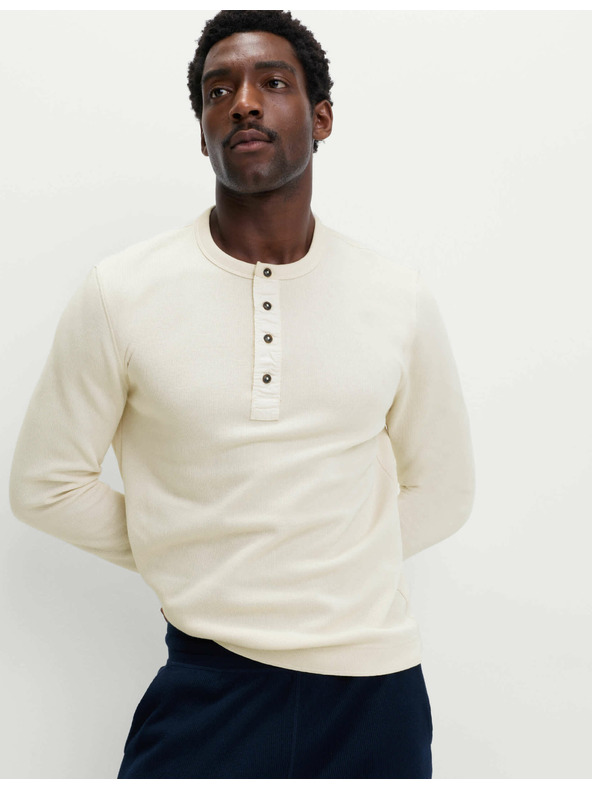 Marks & Spencer Bavlnený top Henley Loungewear Marks & Spencer smotanová