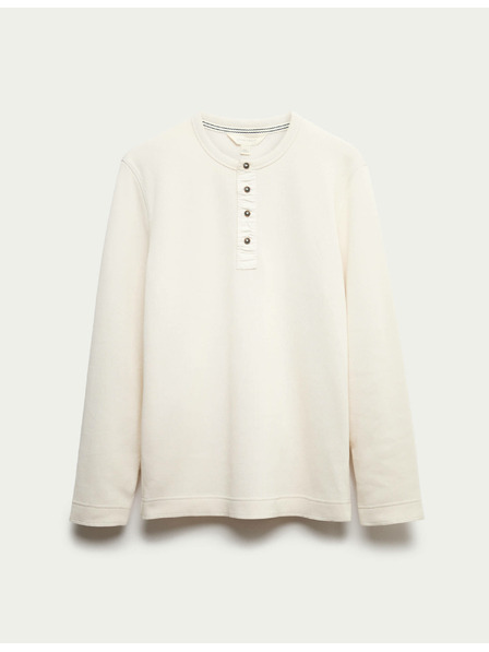 Marks & Spencer Bavlnený top Henley Loungewear Marks & Spencer smotanová