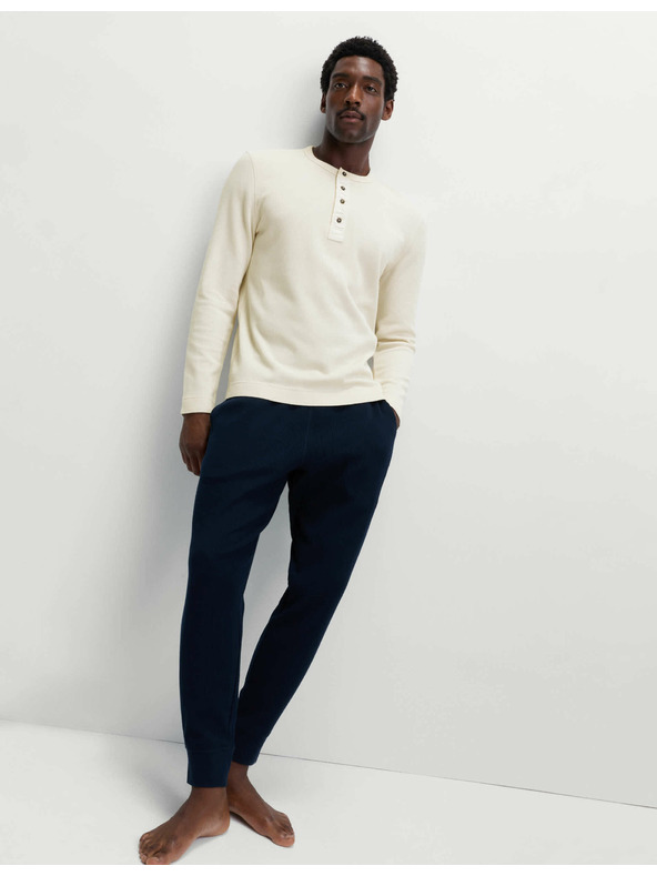 Marks & Spencer Bavlnený top Henley Loungewear Marks & Spencer smotanová