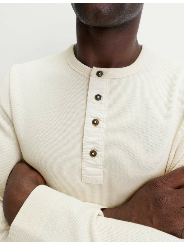 Marks & Spencer Bavlnený top Henley Loungewear Marks & Spencer smotanová