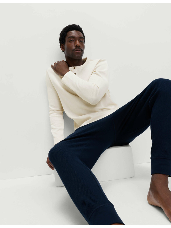 Marks & Spencer Bavlnený top Henley Loungewear Marks & Spencer smotanová