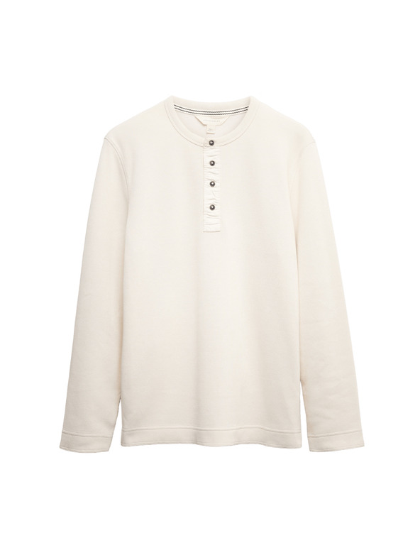 Marks & Spencer Bavlnený top Henley Loungewear Marks & Spencer smotanová