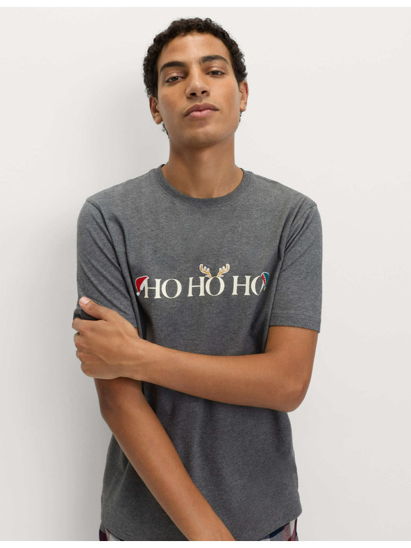 Marks & Spencer Voľný top z čistej bavlny Ho Ho Ho Marks & Spencer sivá