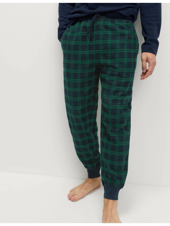 Marks & Spencer Kockované pyžamové nohavice zo 100% bavlny Marks & Spencer zelená