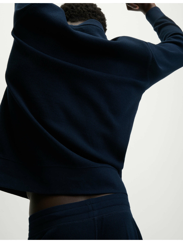 Marks & Spencer Domáca mikina z čistej bavlny s vafľovou textúrou Marks & Spencer námorná modrá