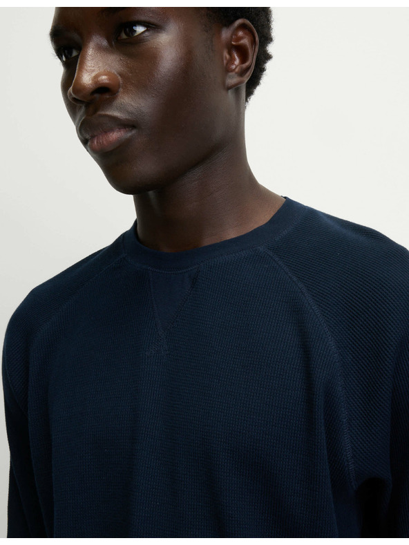 Marks & Spencer Domáca mikina z čistej bavlny s vafľovou textúrou Marks & Spencer námorná modrá