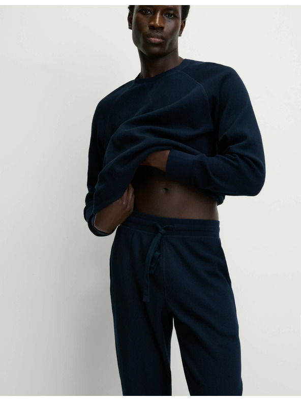 Marks & Spencer Domáca mikina z čistej bavlny s vafľovou textúrou Marks & Spencer námorná modrá