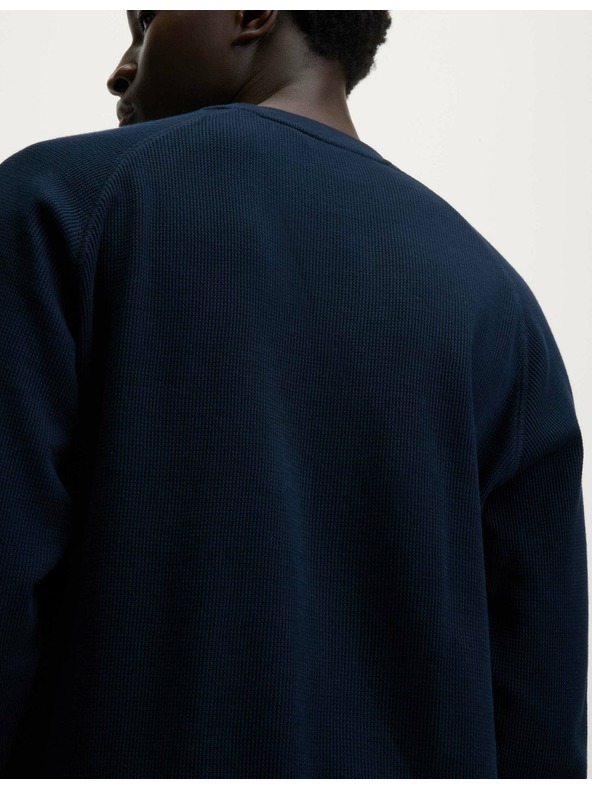 Marks & Spencer Domáca mikina z čistej bavlny s vafľovou textúrou Marks & Spencer námorná modrá