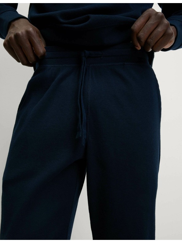 Marks & Spencer Domáce nohavice z čistej bavlny s vafľovou textúrou Marks & Spencer námorná modrá