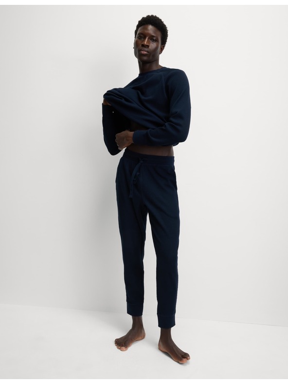 Marks & Spencer Domáce nohavice z čistej bavlny s vafľovou textúrou Marks & Spencer námorná modrá