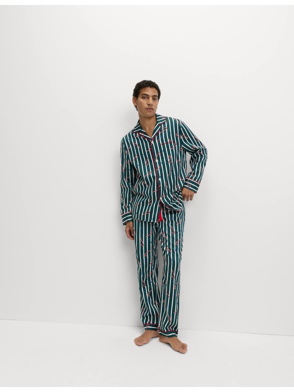 Marks & Spencer Vianočná pyžamová súprava z čistej bavlny s motívom lízatka Marks & Spencer zelená