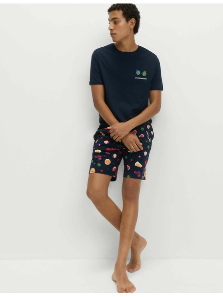 Marks & Spencer Vianočná domáca pyžamová súprava s motívom jedla z čistej bavlny Marks & Spencer námorná modrá