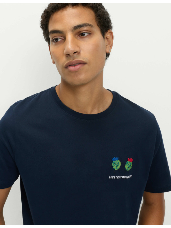 Marks & Spencer Vianočná domáca pyžamová súprava s motívom jedla z čistej bavlny Marks & Spencer námorná modrá