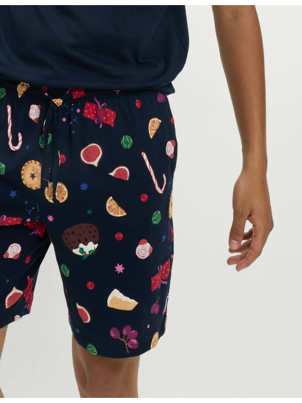 Marks & Spencer Vianočná domáca pyžamová súprava s motívom jedla z čistej bavlny Marks & Spencer námorná modrá