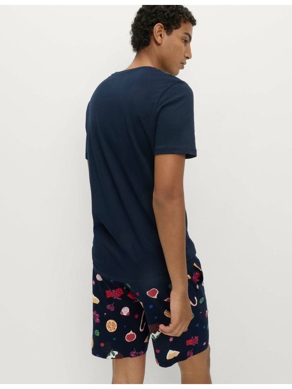 Marks & Spencer Vianočná domáca pyžamová súprava s motívom jedla z čistej bavlny Marks & Spencer námorná modrá