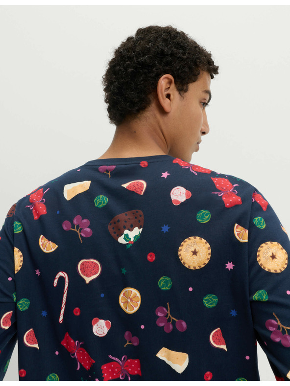 Marks & Spencer Vianočná domáca pyžamová súprava s motívom jedla z čistej bavlny Marks & Spencer námorná modrá