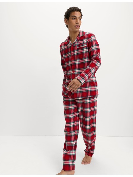 Marks & Spencer Vianočná kockovaná domáca pyžamová súprava z čistej bavlny Marks & Spencer červená