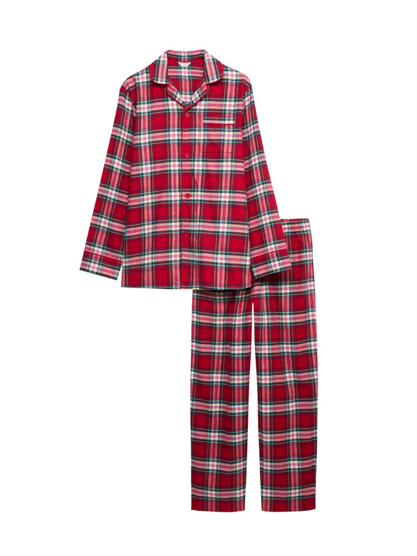 Marks & Spencer Vianočná kockovaná domáca pyžamová súprava z čistej bavlny Marks & Spencer červená