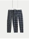 Marks & Spencer Kockované pyžamové nohavice z čistej bavlny, 2 ks v balení Marks & Spencer námorná modrá