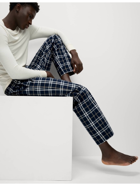 Marks & Spencer Kockované pyžamové nohavice z čistej bavlny, 2 ks v balení Marks & Spencer námorná modrá