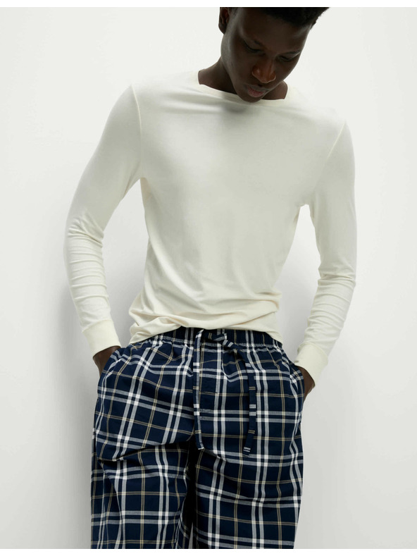 Marks & Spencer Kockované pyžamové nohavice z čistej bavlny, 2 ks v balení Marks & Spencer námorná modrá