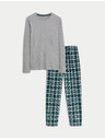 Marks & Spencer Kockovaná pyžamová súprava z čistej bavlny Marks & Spencer sivá