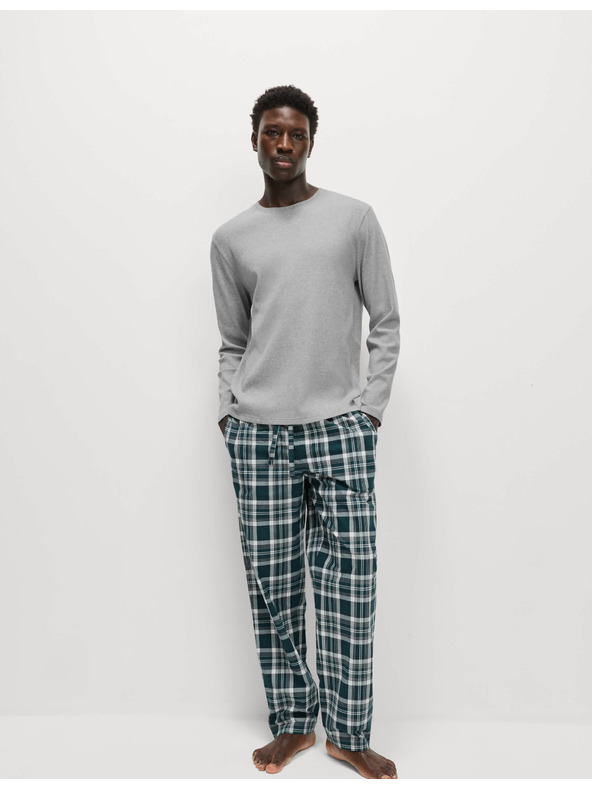 Marks & Spencer Kockovaná pyžamová súprava z čistej bavlny Marks & Spencer sivá