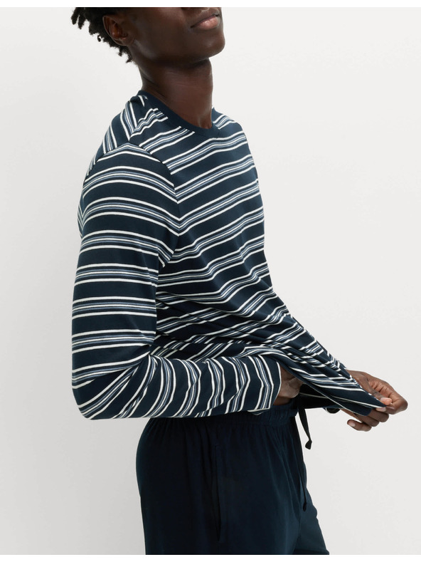 Marks & Spencer Pruhovaná pyžamová súprava z čistej bavlny Marks & Spencer námorná modrá