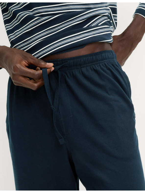 Marks & Spencer Pruhovaná pyžamová súprava z čistej bavlny Marks & Spencer námorná modrá