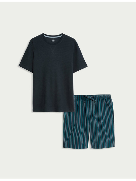 Marks & Spencer Pyžamová súprava z čistej bavlny s vafľovou textúrou Marks & Spencer námorná modrá