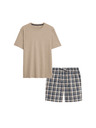 Marks & Spencer Neutrálna kockovaná pyžamová súprava z čistej bavlny Marks & Spencer smotanová