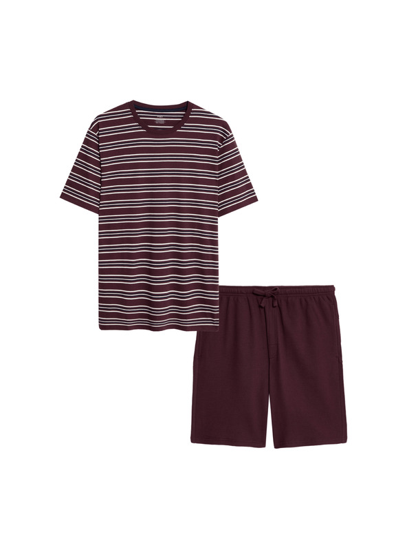 Marks & Spencer Pyžamová súprava z čistej bavlny s vafľovou textúrou Marks & Spencer červená