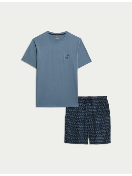 Marks & Spencer Pyžamová súprava z čistej bavlny s motívom jeleňa Marks & Spencer modrá