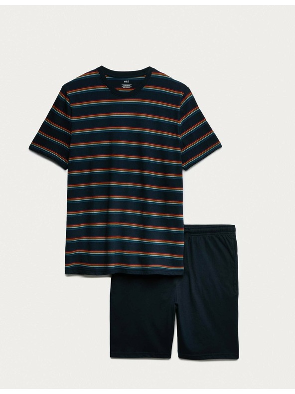 Marks & Spencer Pyžamová súprava s dúhovými pruhmi, z čistej bavlny Marks & Spencer námorná modrá