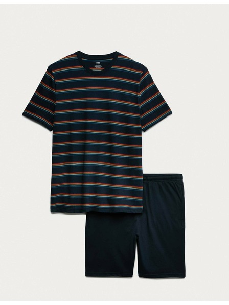 Marks & Spencer Pyžamová súprava s dúhovými pruhmi, z čistej bavlny Marks & Spencer námorná modrá