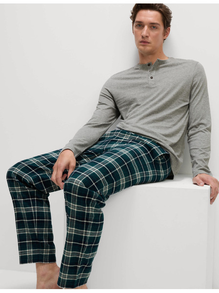 Marks & Spencer Kockovaná pyžamová súprava z čistej bavlny s rozhalenkou Marks & Spencer sivá