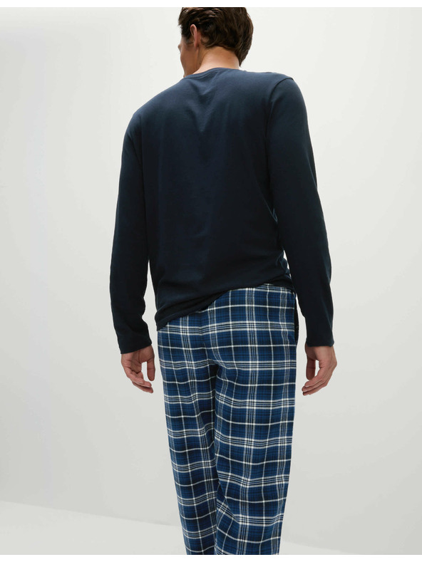 Marks & Spencer Kockovaná pyžamová súprava z česanej bavlny Marks & Spencer námorná modrá