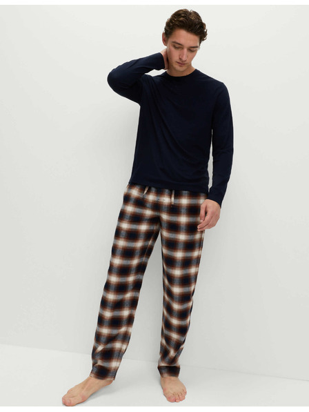 Marks & Spencer Pyžamová súprava s kartáčovaným vzorom a sezónnym vzorom Marks & Spencer námorná modrá